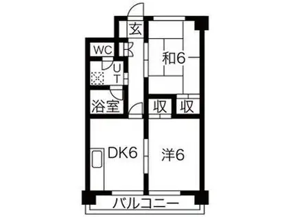 レジデンスRS(2DK/2階)の間取り写真