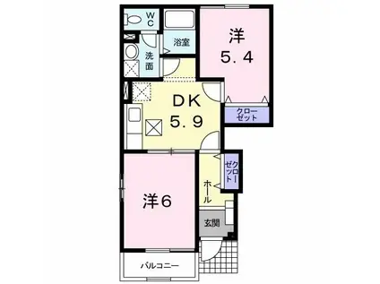 マルグリットI(2K/1階)の間取り写真