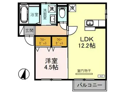 ル シエル(1LDK/1階)の間取り写真