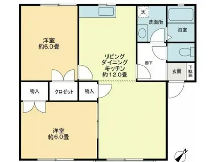 メンバーズタウン讃岐富士A(2LDK/2階)の間取り写真