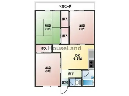 コーポサンライト(3DK/4階)の間取り写真