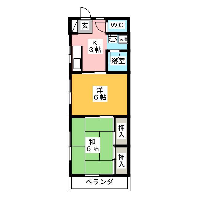 コーポ赤童子(2K/3階)の間取り写真