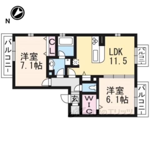 ラヴィベルセタA(2LDK/1階)の間取り写真