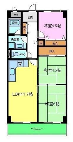 プローブ羽衣(3LDK/3階)の間取り写真