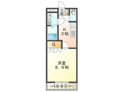 エレガントI(1K/2階)の間取り写真