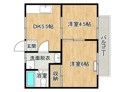 ハイツマロン(2LDK/2階)の間取り写真