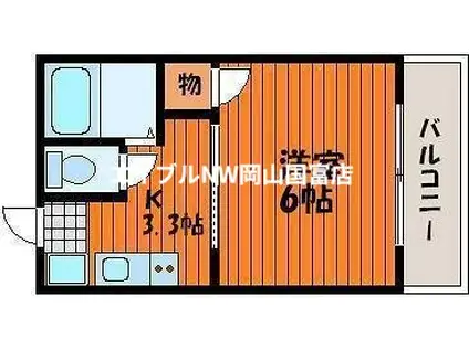 パークプレイス西川原I・II号棟(1K/3階)の間取り写真