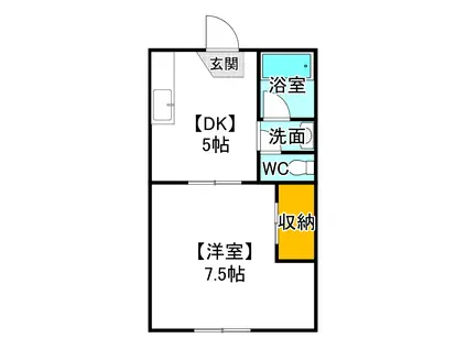 重康第2コーポ(1DK/2階)の間取り写真