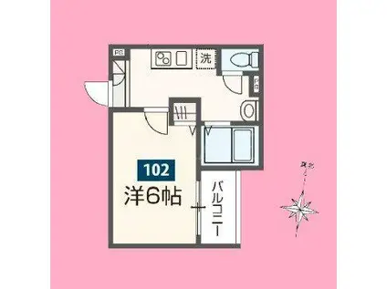 MELDIA上溝III(1K/1階)の間取り写真