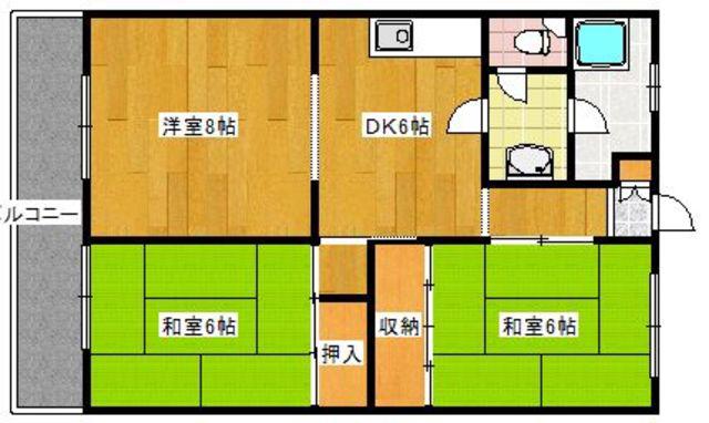 IT国分ビル(3DK/4階)の間取り写真