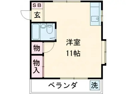 ビラデルレイ(ワンルーム/2階)の間取り写真