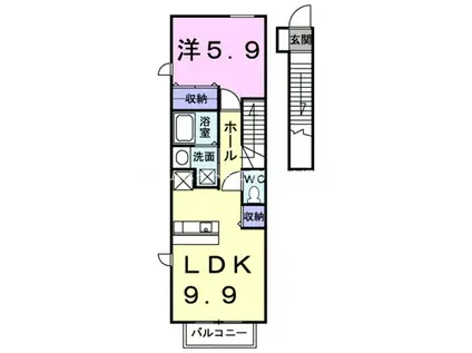 メゾン二見(1LDK/2階)の間取り写真