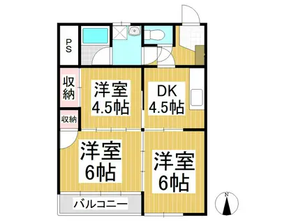 村越第一マンション(3DK/2階)の間取り写真