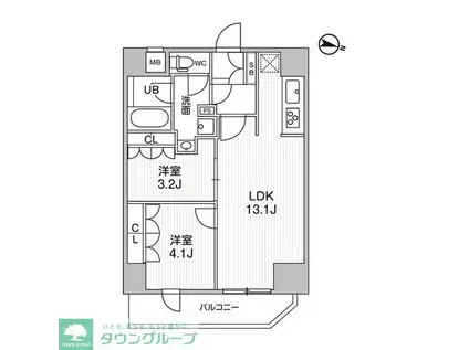 コンフォリア・リヴ千住(2LDK/11階)の間取り写真