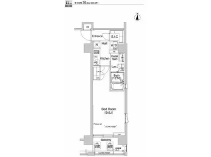 プラウドフラット神楽坂III(1K/3階)の間取り写真