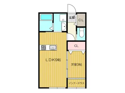 ELAIZA須屋(1LDK/1階)の間取り写真