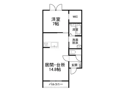 タイタスI(1LDK/3階)の間取り写真