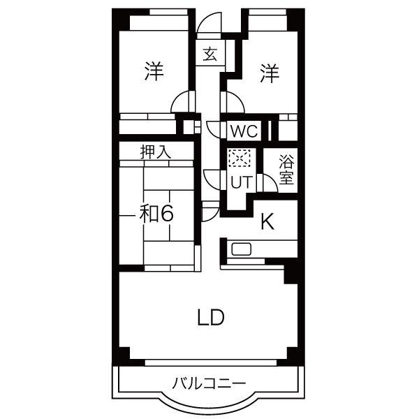 デメテル高取台(3LDK/11階)の間取り写真