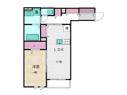 MAISON DU BONHEUR(1LDK/2階)の間取り写真