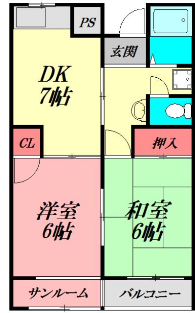 シティライフ佐太(2DK/4階)の間取り写真