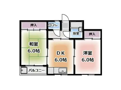 リバーハイツ五条(2DK/2階)の間取り写真