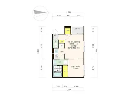 ハーモニーテラス筥松VIII(1LDK/1階)の間取り写真