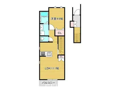 HINATA GARDEN(1LDK/2階)の間取り写真