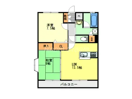 メゾンサンテラスB(2LDK/3階)の間取り写真