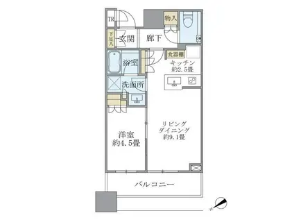 BRILLIA TOWERS目黒サウスレジデンス(1LDK/8階)の間取り写真