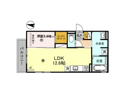 アルビネス田中町(1LDK/2階)の間取り写真