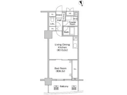 プライムアーバン町屋サウスコート(1LDK/7階)の間取り写真