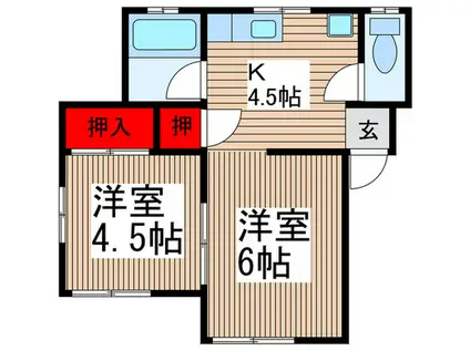 クローバハイツ(2K/2階)の間取り写真