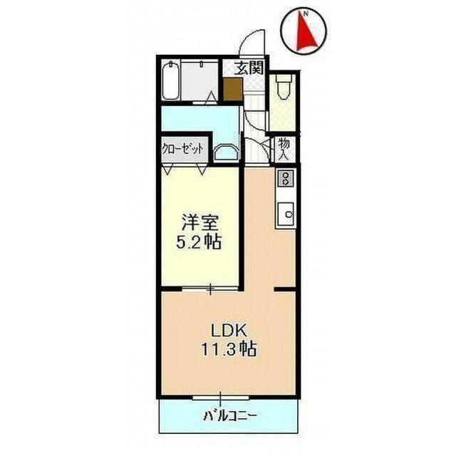 ハーヴェスト染地台(1LDK/1階)の間取り写真