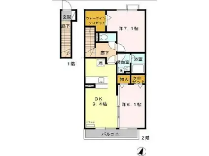 LE.PREMIER(2DK/2階)の間取り写真