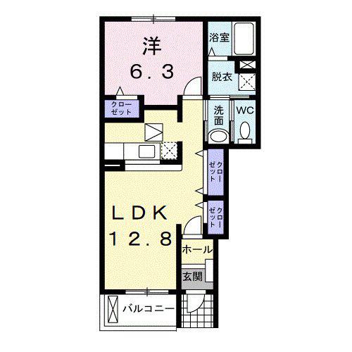 リヴィエールII(1LDK/1階)の間取り写真