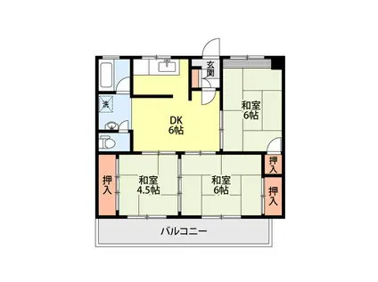 ハイツ米山(3DK/4階)の間取り写真
