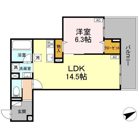 ディーレジデンス稲城(1LDK/3階)の間取り写真
