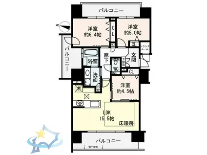 プレミスト札幌ステーション URBAN SEED(3LDK/8階)の間取り写真