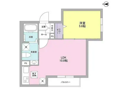 シルバラード プレーリー(1LDK/1階)の間取り写真