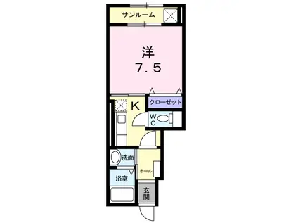 スカイ・マーク峰 II(1K/1階)の間取り写真