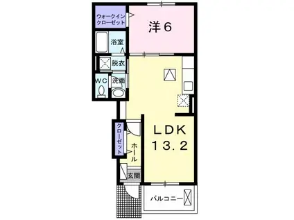 ソーシャルコート(1LDK/1階)の間取り写真