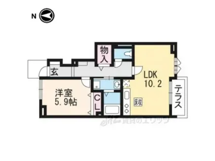 花のワルツ嵯峨(1LDK/1階)の間取り写真