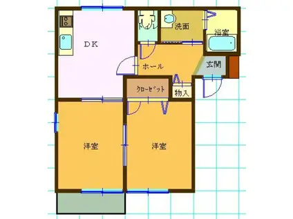 レジデンシャル(2DK/2階)の間取り写真