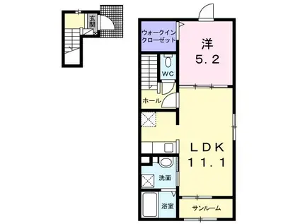 ヴィラ・ポワージュII(1LDK/2階)の間取り写真