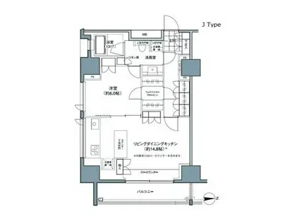 パークハビオ東中野(1LDK/15階)の間取り写真