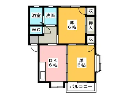 グランデーヌMS C・D・E(2DK/2階)の間取り写真