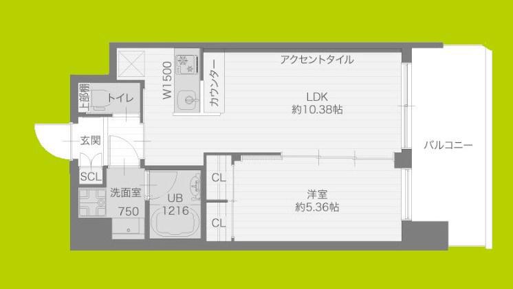 プレジオ城東(1LDK/8階)の間取り写真