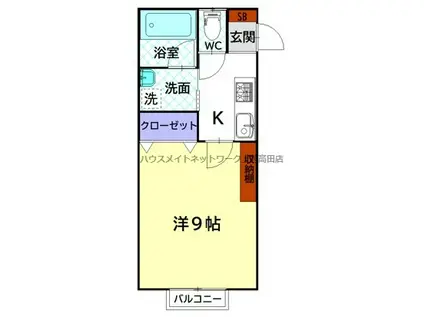 APARTMENT BE1(1K/1階)の間取り写真