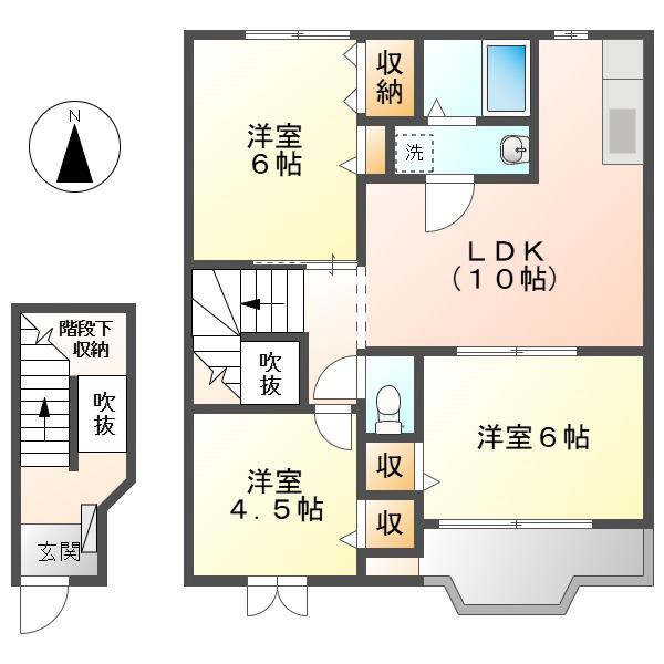 ファミールFUJIB(3LDK/2階)の間取り写真