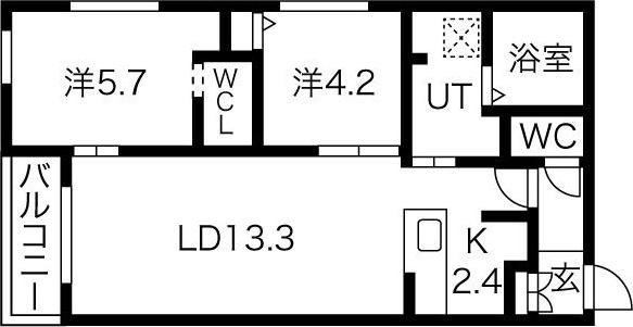 GEレジデンス琴似(2LDK/2階)の間取り写真